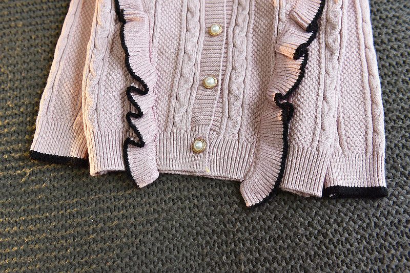 Little Girl Pink Knitted Skirt Set