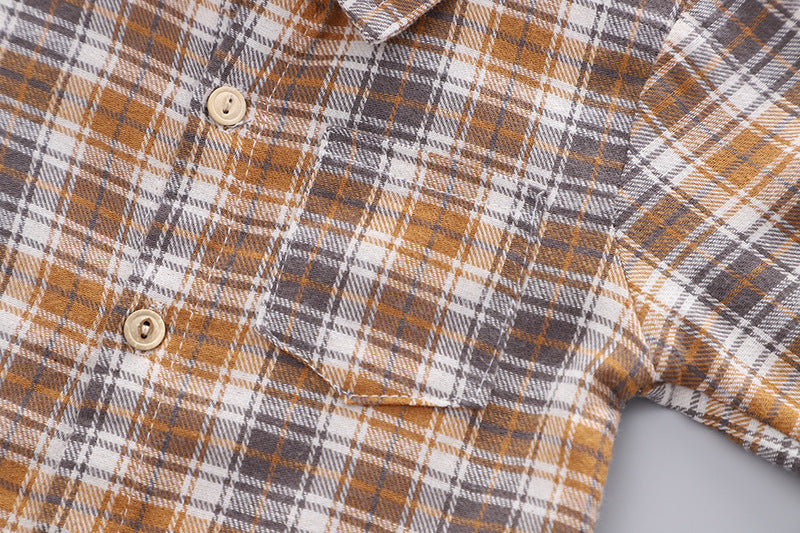 Little Boy Stylish Winter 3pc Brown Shirt Denim Sweater Set