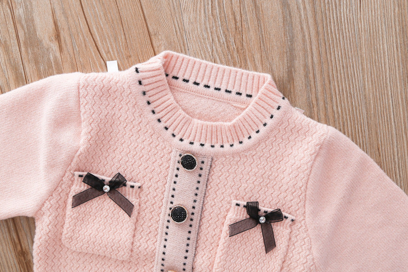 Girl Pink Knitted Top With Tutu Skirt
