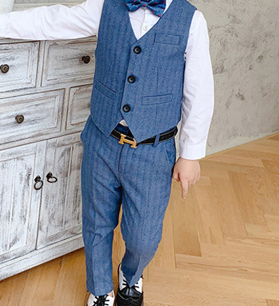 Boys Wedding Suits With Waistcoat Blazer Pants 3Pcs Set