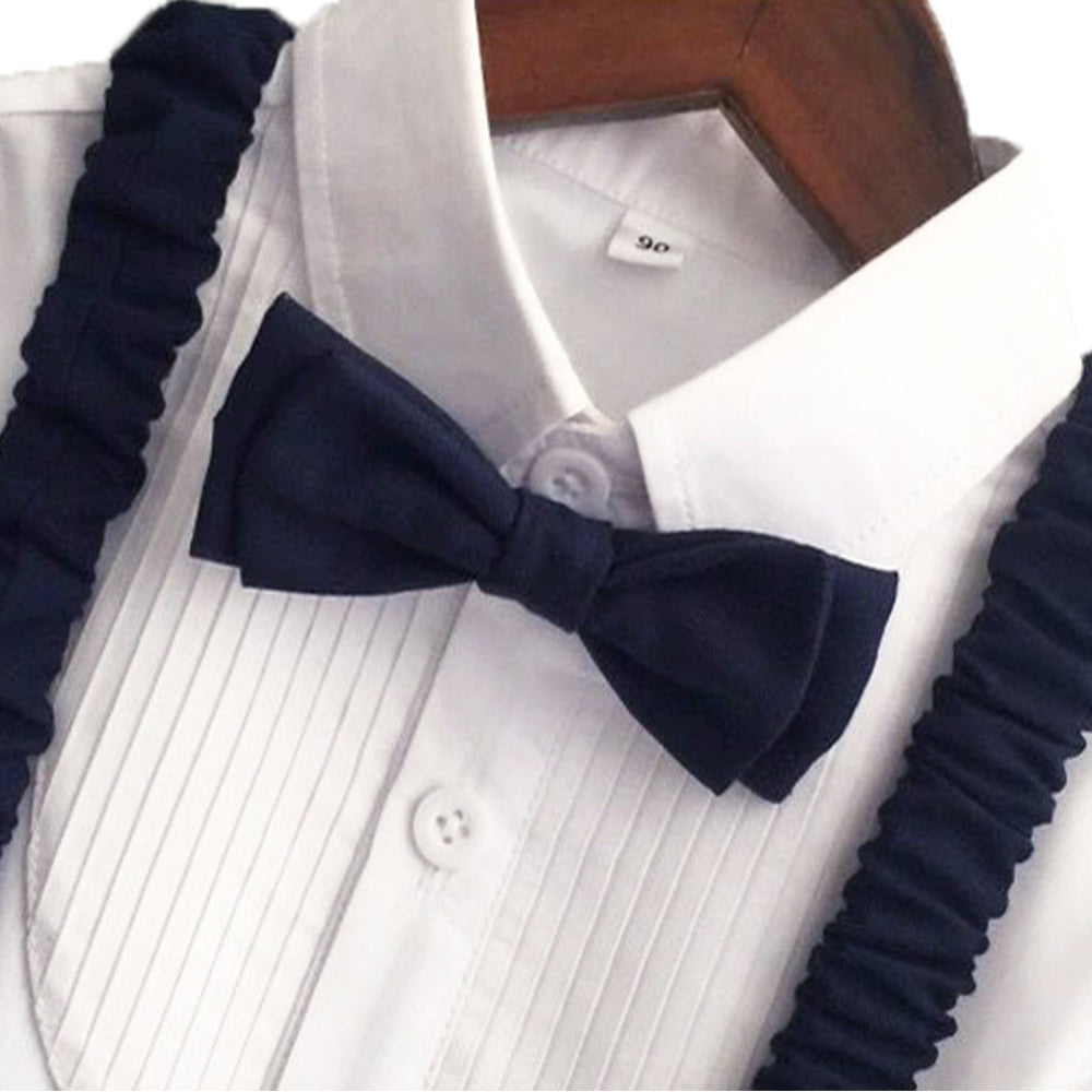 Baby Boy Suit Set - White Top Navy Pants