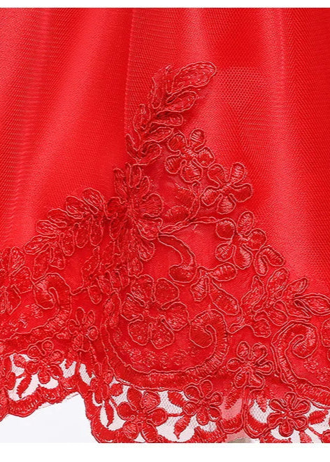 Baby Girl Lace Dress With Headpiece - Red Dress