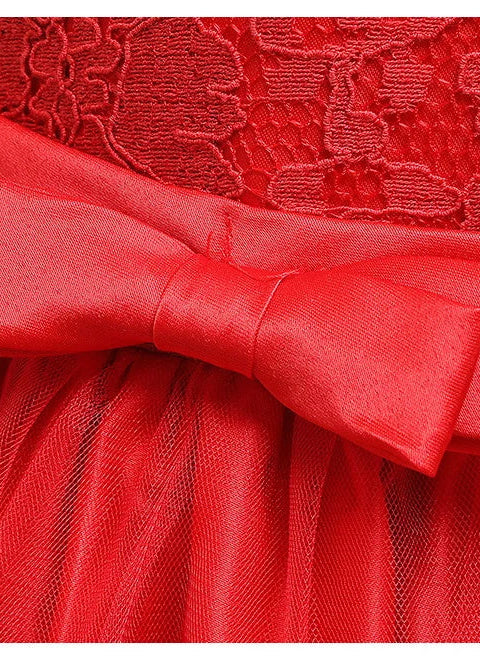 Baby Girl Lace Dress With Headpiece - Red Dress
