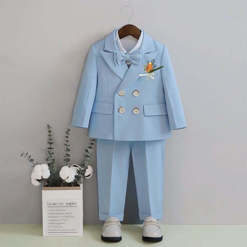 Little Boy Wedding Suit 6Pcs Set - Boys Blue Suit Set
