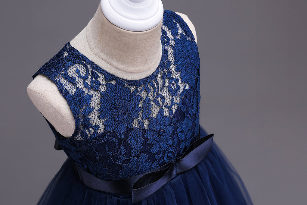 Girls Navy Dress Full Length