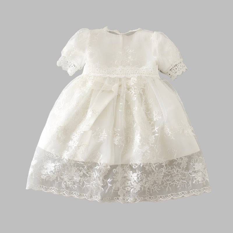 Baby Girl Christening Gown With Coat - Pure White