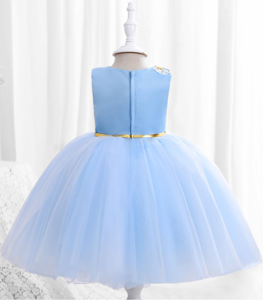 Little Girl Puffy Dress - Blue