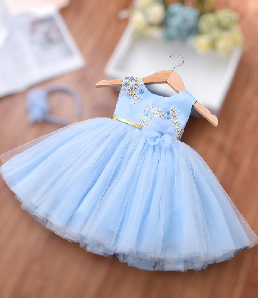 Little Girl Puffy Dress - Blue