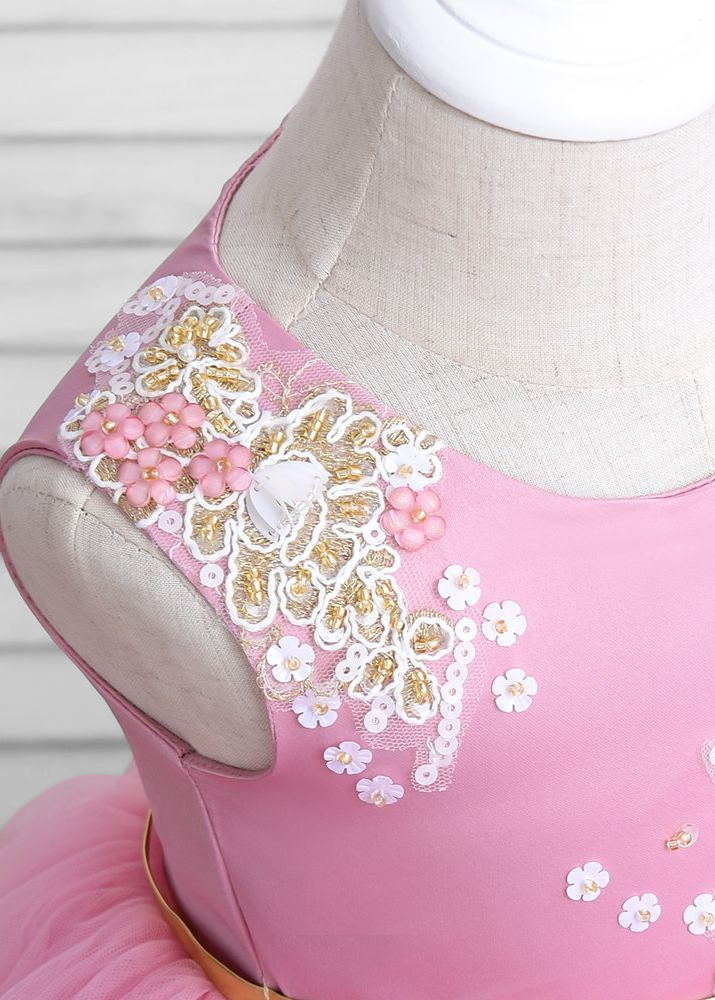 Little Girl Puffy Dress - Dusty Pink