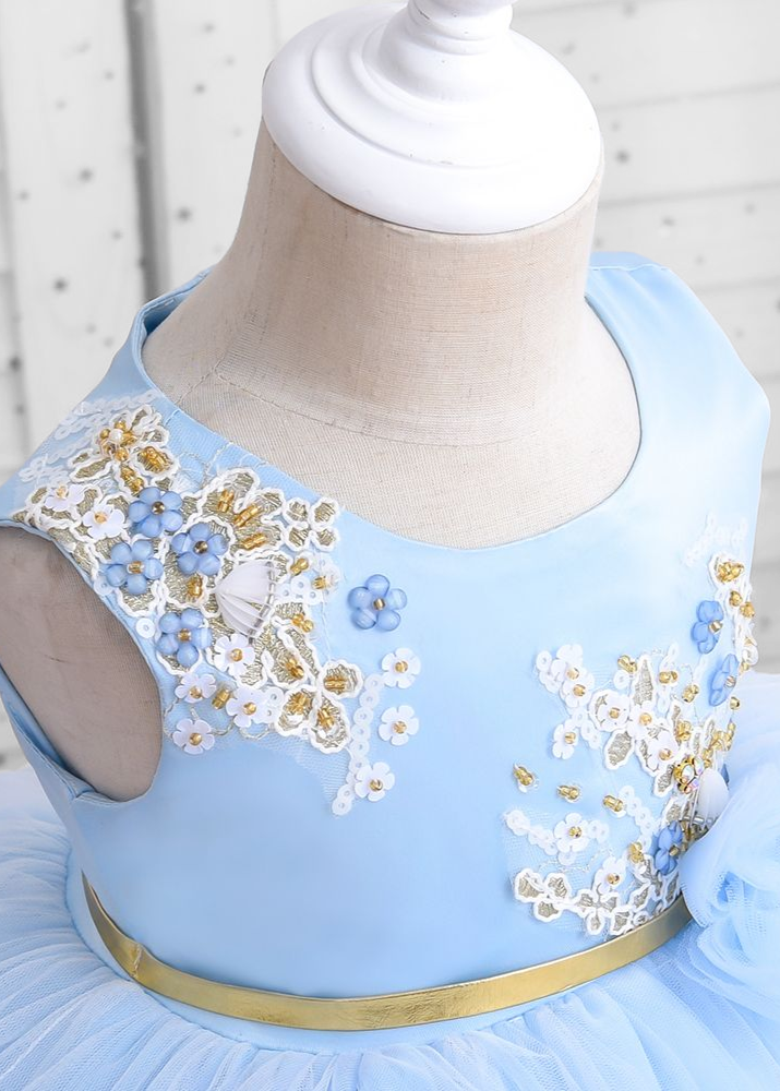 Little Girl Puffy Dress - Blue