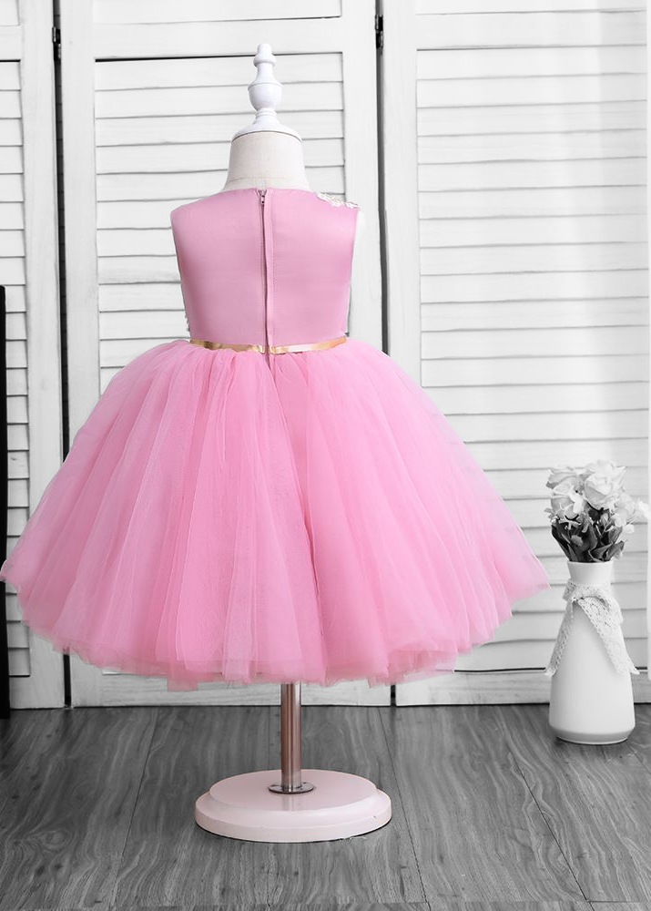 Little Girl Puffy Dress - Dusty Pink