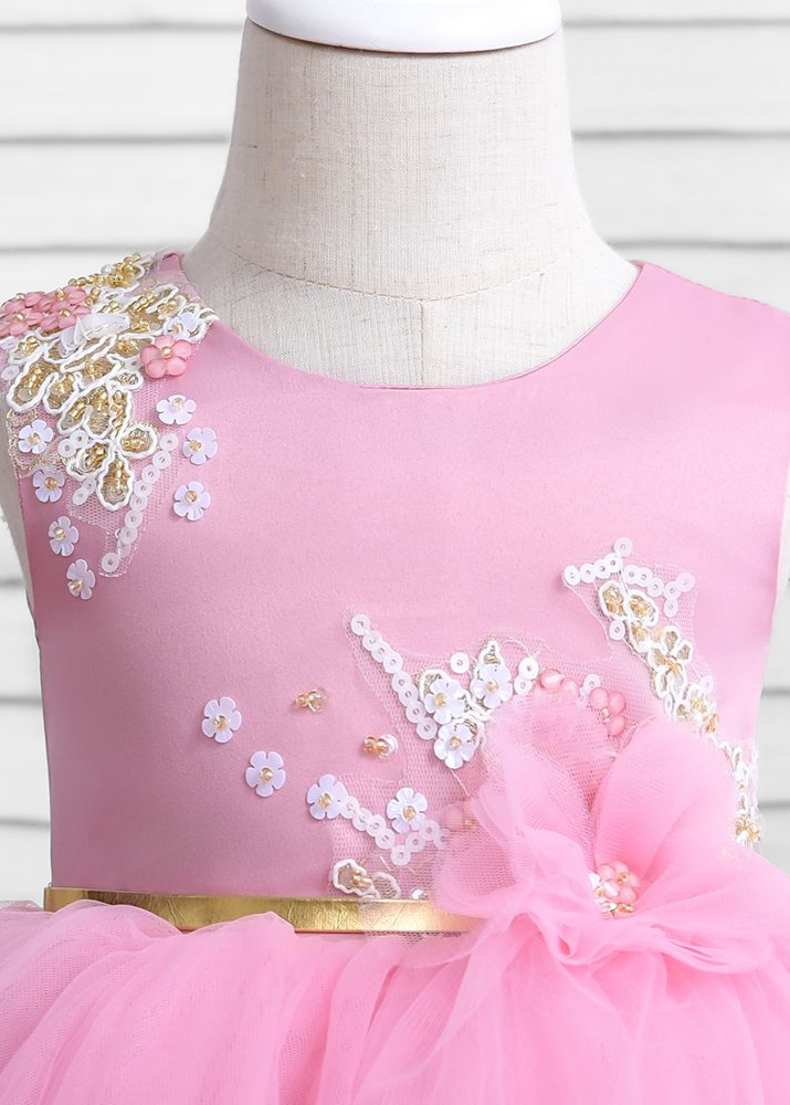 Little Girl Puffy Dress - Dusty Pink