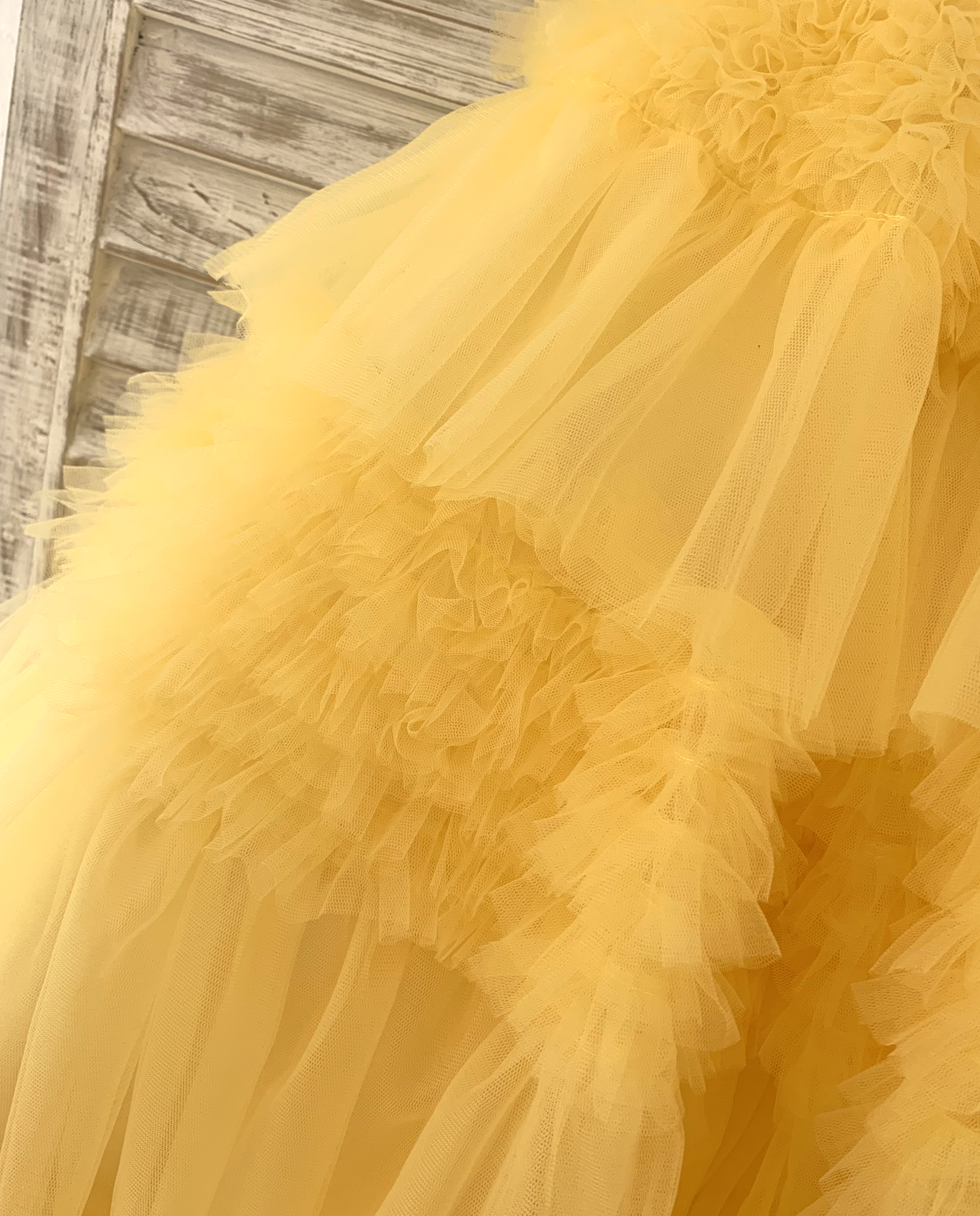 Luxury Handmade Formal Full Flared Princess Yellow Gown