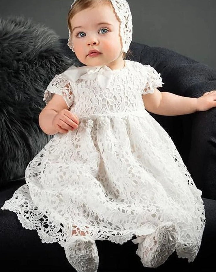Baby Girl Baptism Dress With Bonnet