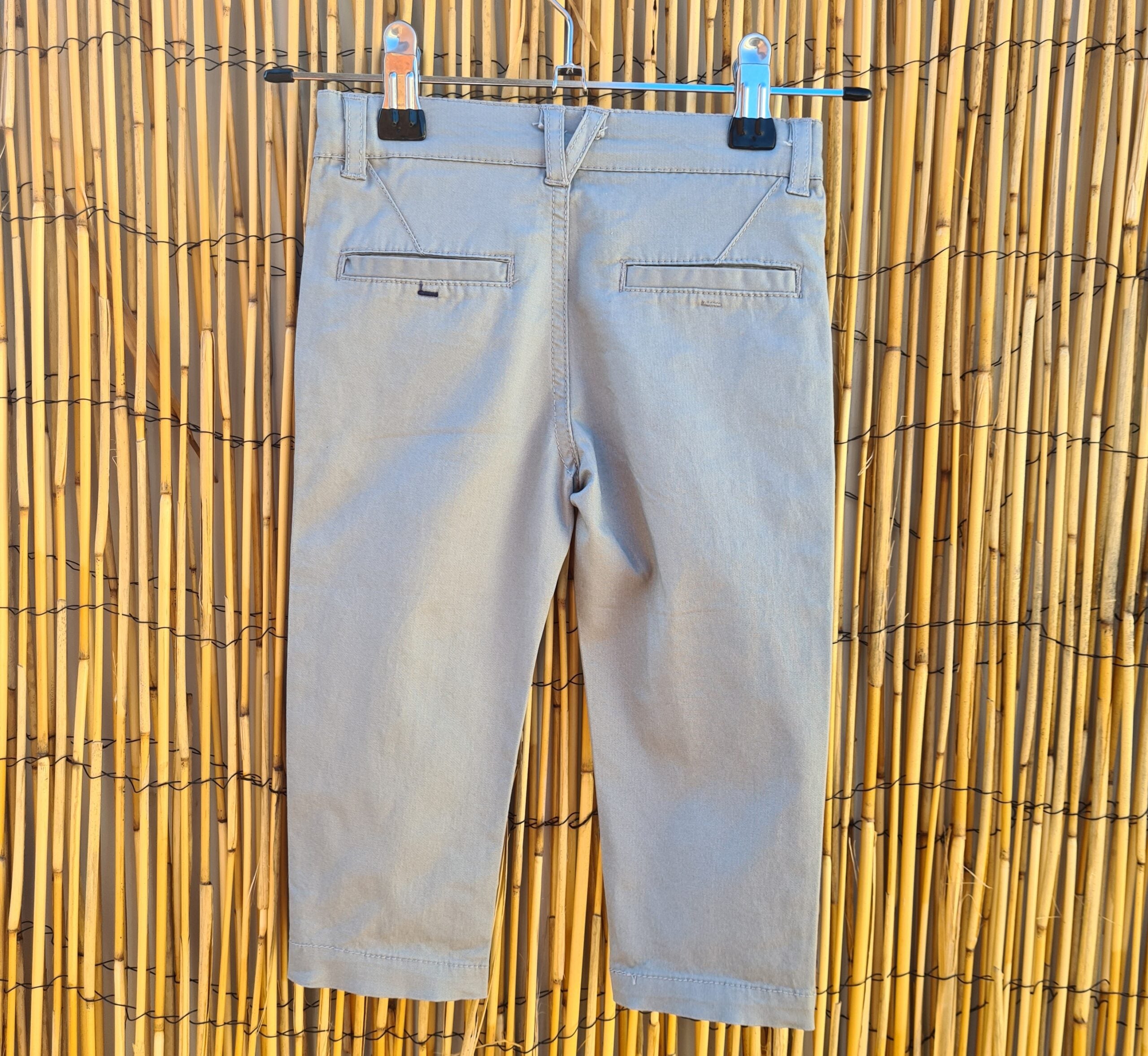 Grey Boys Chino Pants With Adjustable Waist