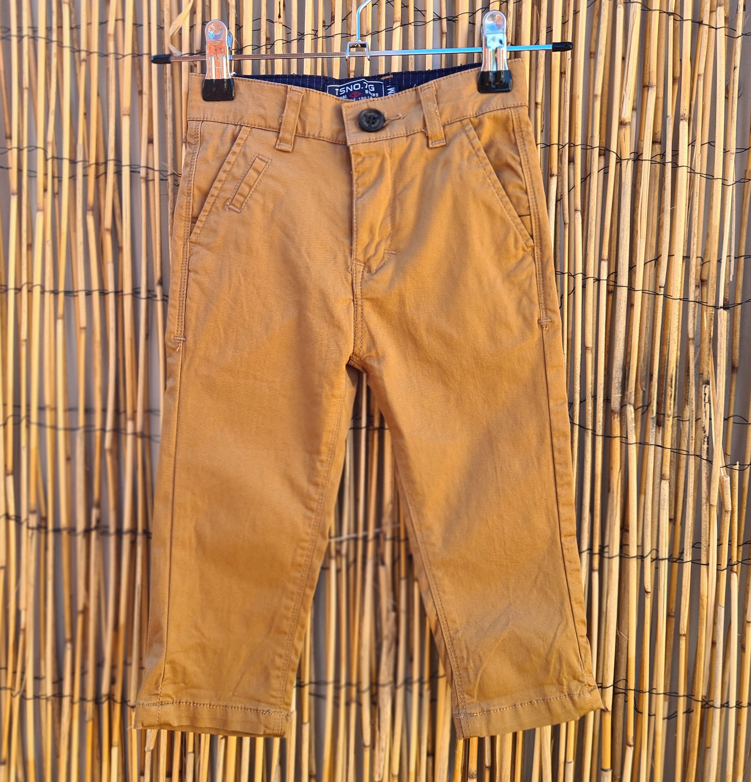 Boys Chino Brown Pants With Adjustable Waist
