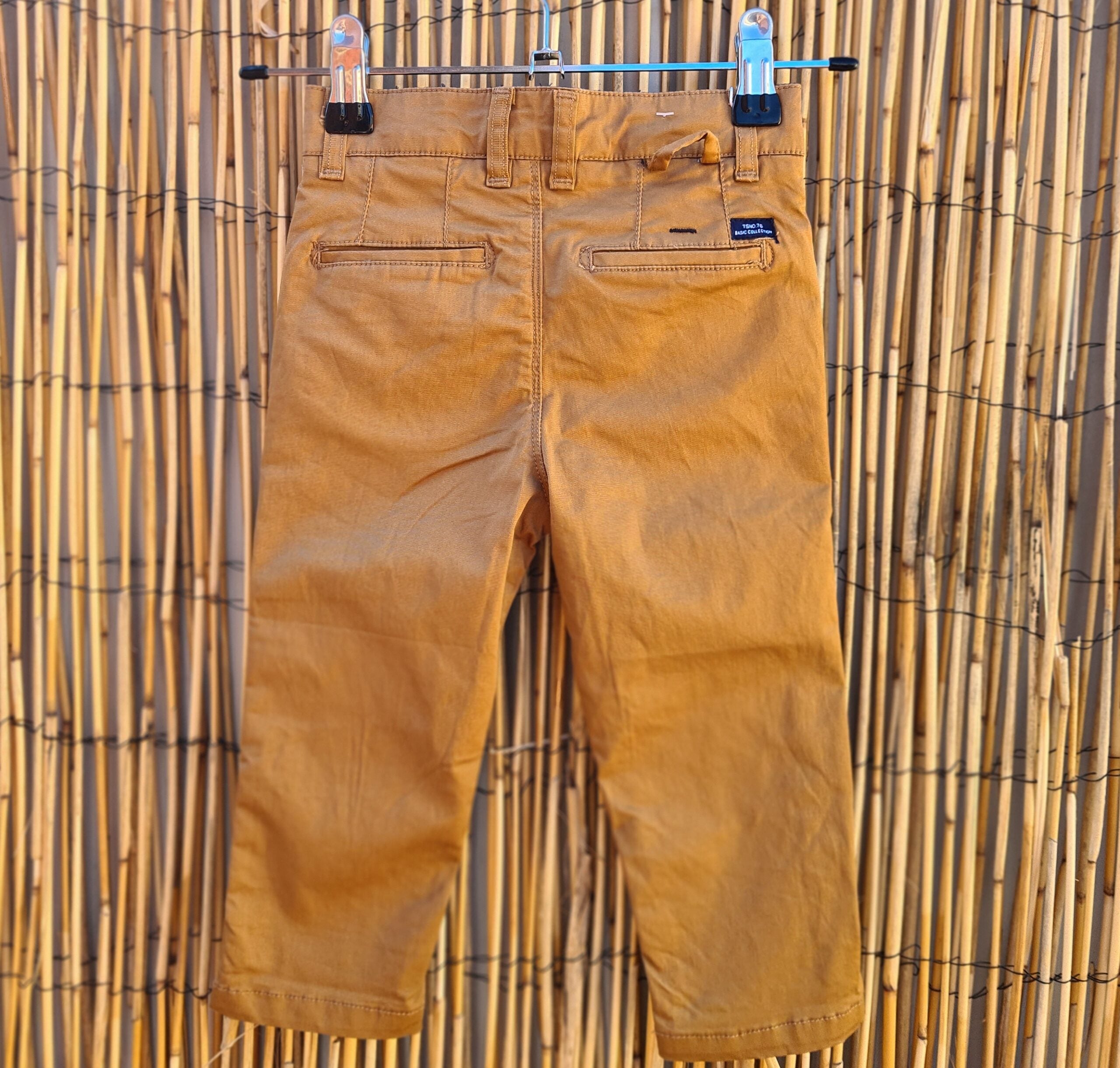 Boys Chino Brown Pants With Adjustable Waist