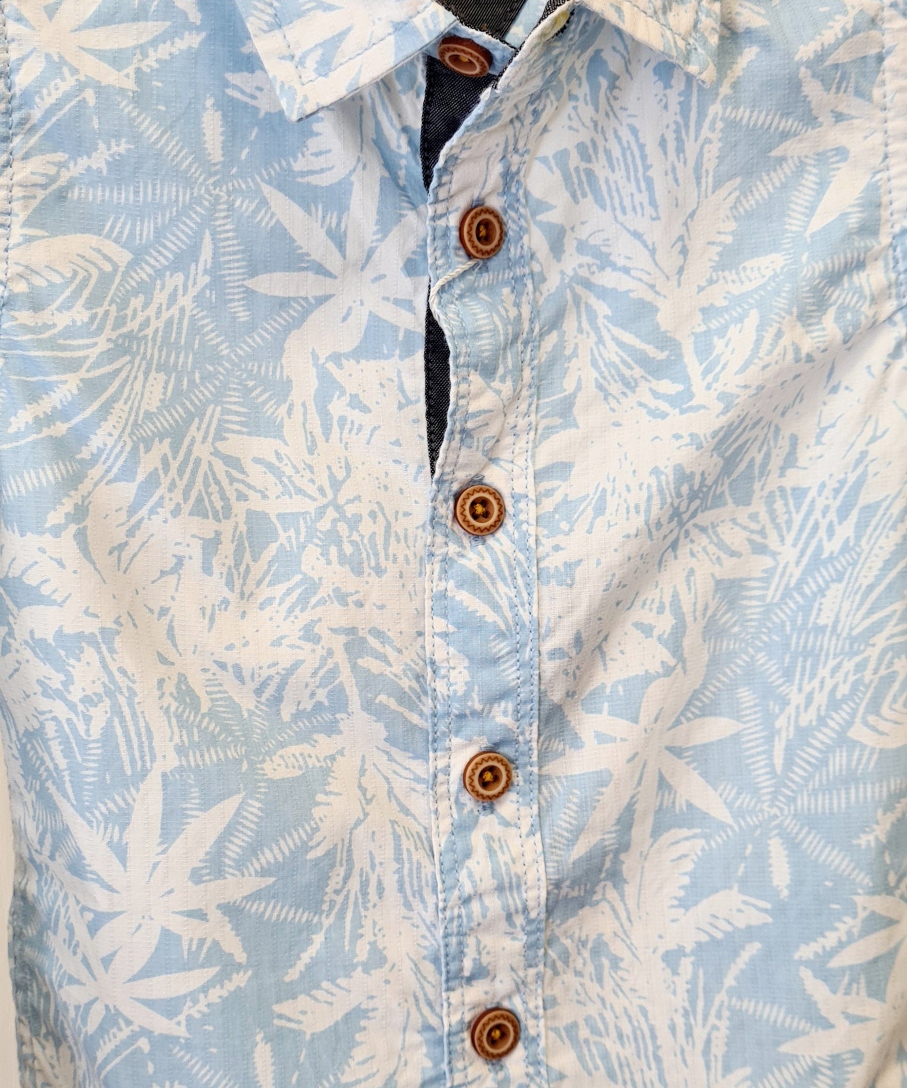 Boys Cotton Long Sleeve Printed Blue Shirt