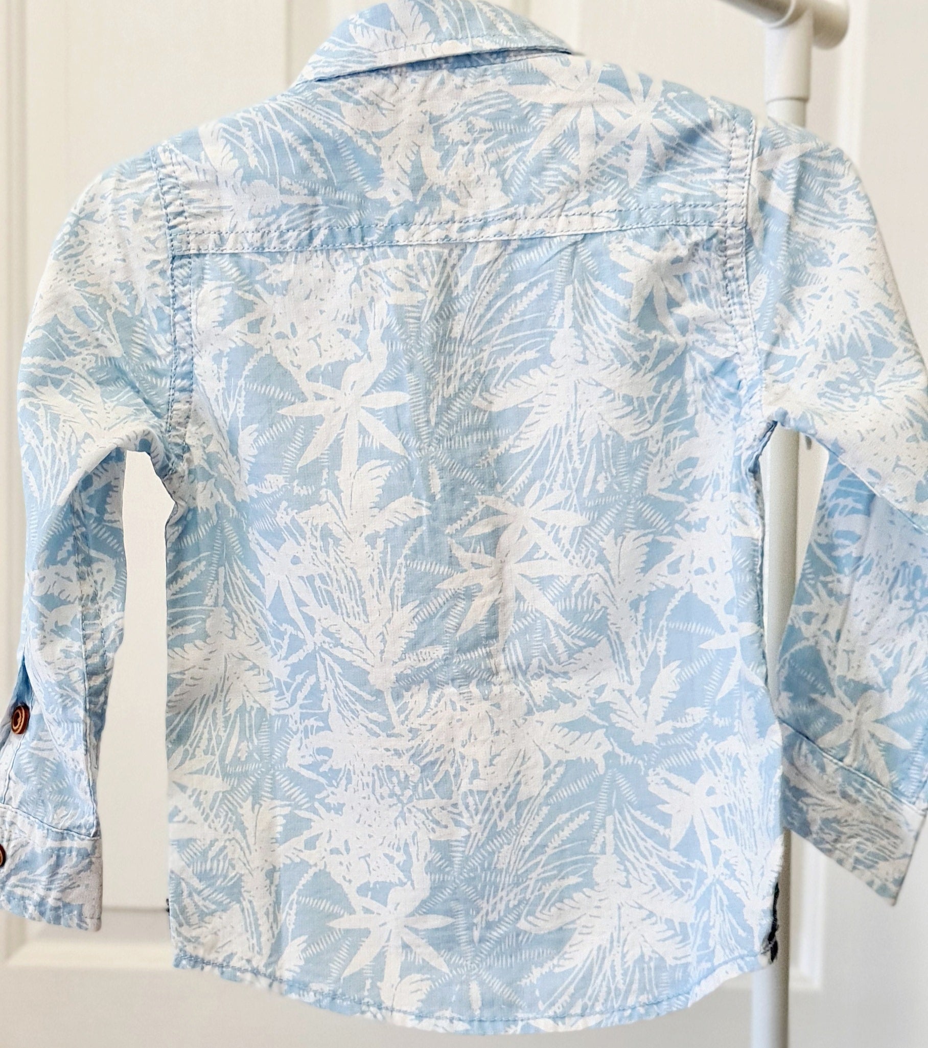 Boys Cotton Long Sleeve Printed Blue Shirt