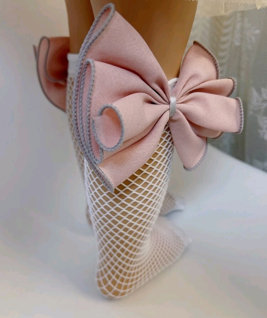 Baby Girl High Knee Socks With Pink Bow