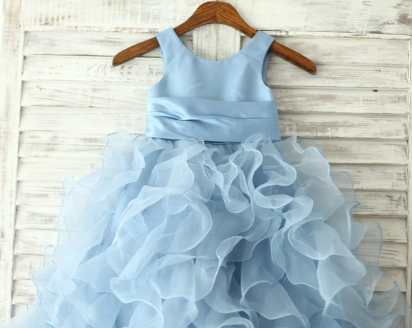 Blue Ruffle Ball Gown - Organza Dress