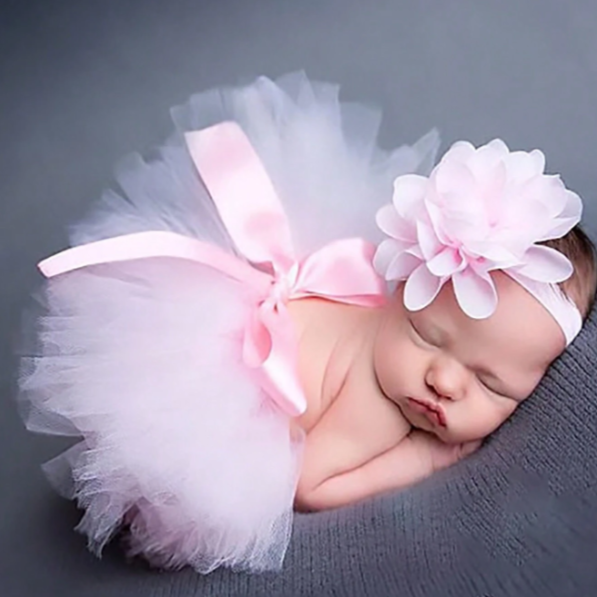 Newborn Baby Girls Pink Tutu Skirt 2pcs Set1