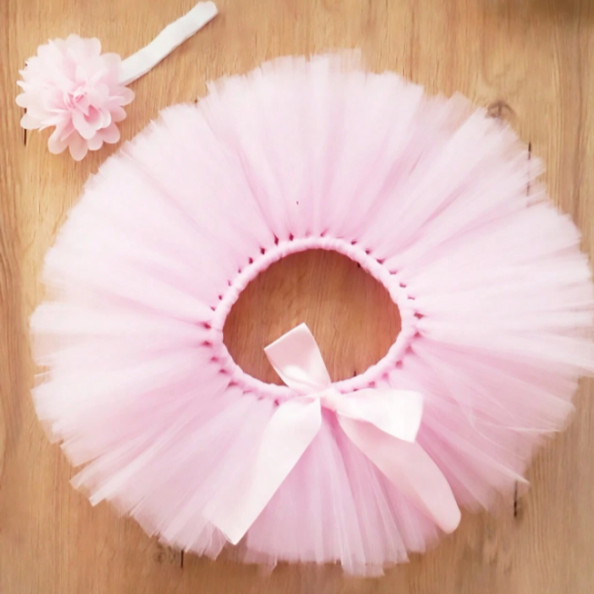 Newborn Baby Girls Pink Tutu Skirt 2pcs Set