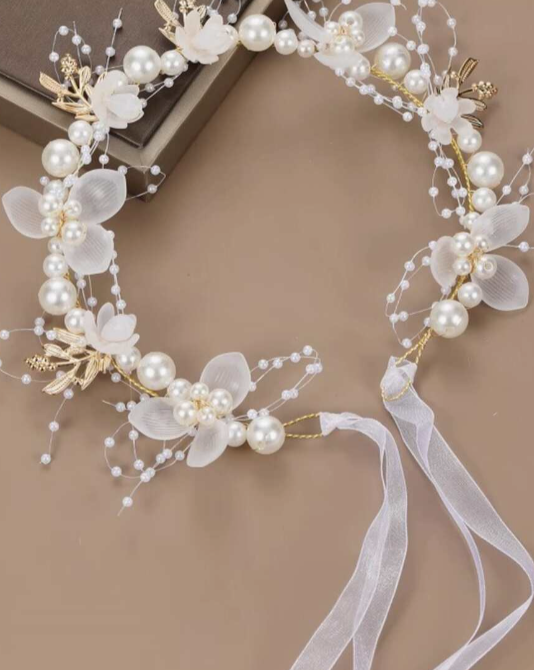 Flower Girl Pearls Headpiece