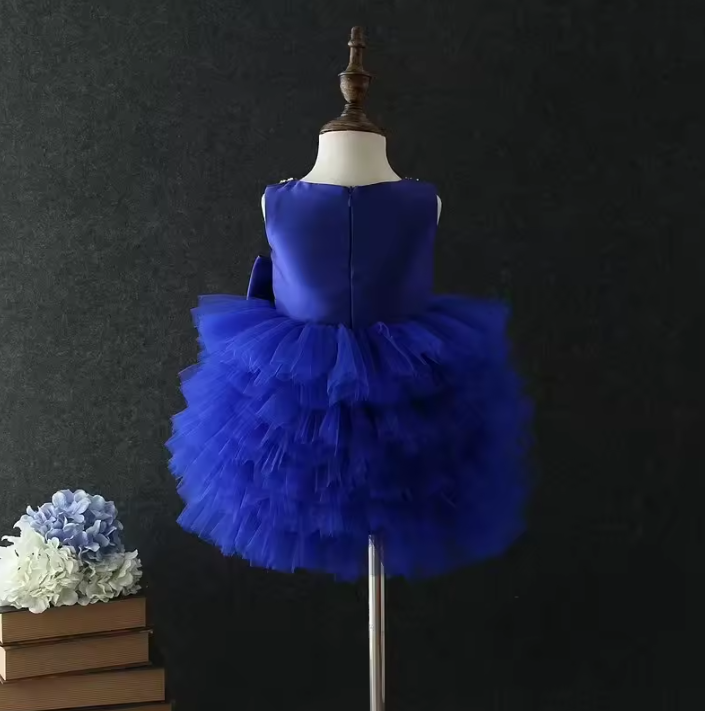 Baby Girl First Birthday Dress - Purple/Navy/White/Red