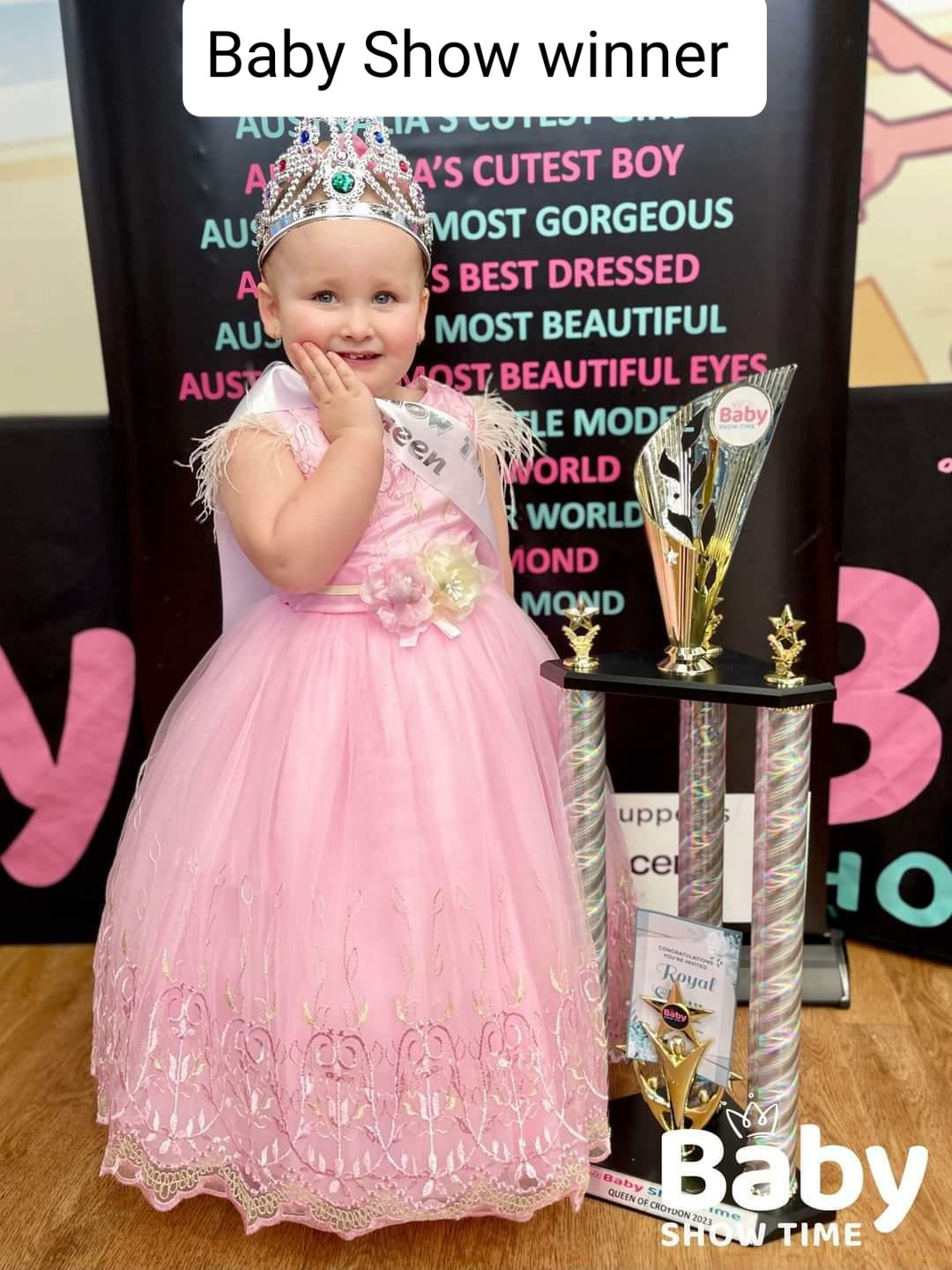 Girls Pink Gown With Embroidered Tulle