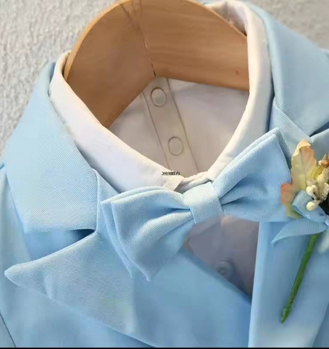 Little Boy Wedding Suit 6Pcs Set - Boys Blue Suit Set