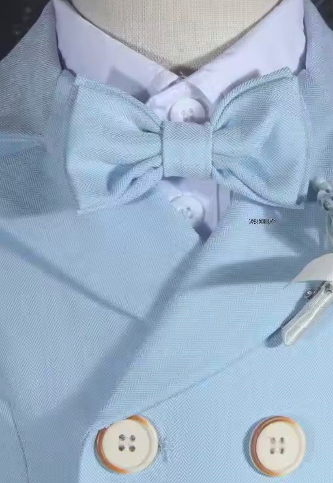 Little Boy Wedding Suit 6Pcs Set - Boys Blue Suit Set