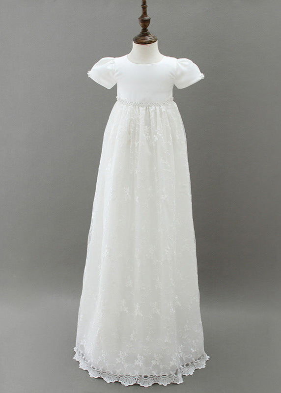 Baby Girl Christening Long Gown With Bonnet