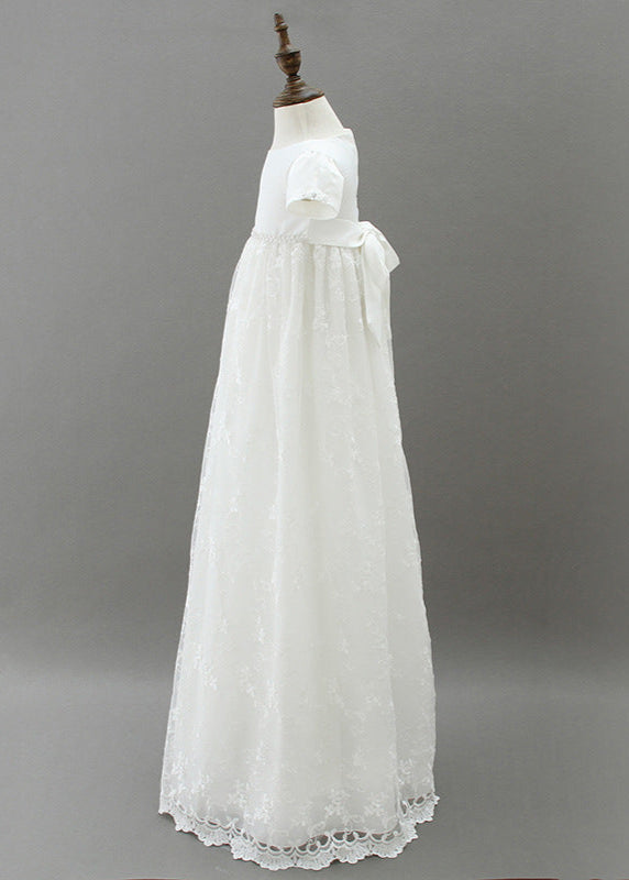 Baby Girl Christening Long Gown With Bonnet