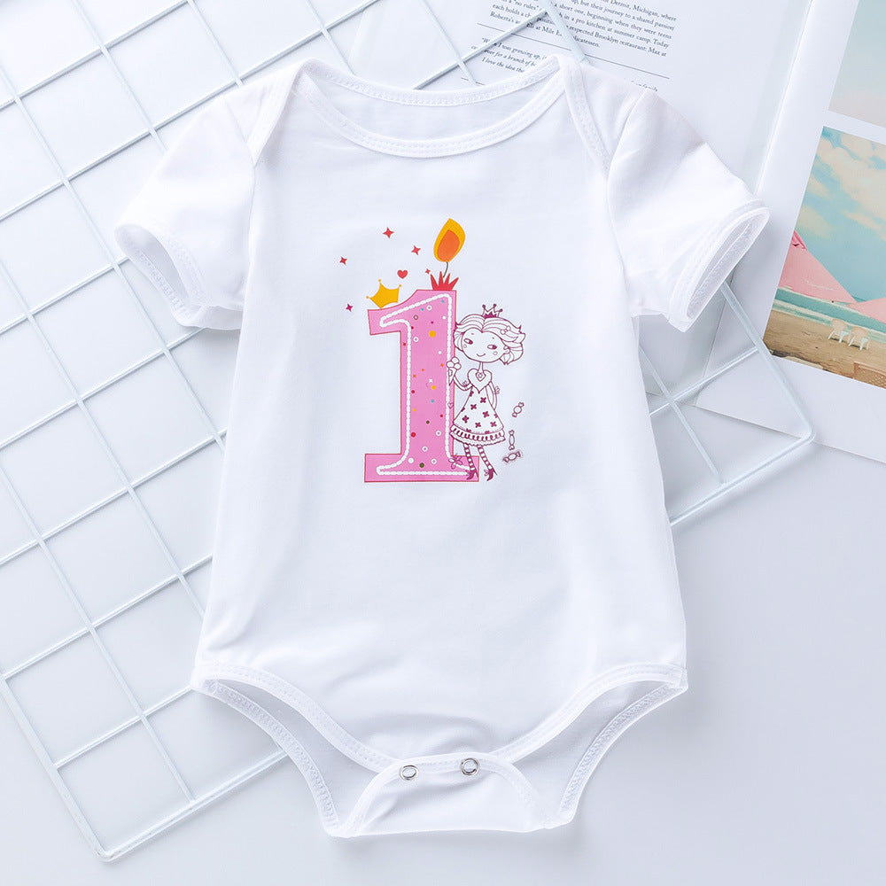 Baby Girl First Birthday Romper Tutu Skirt+Headband