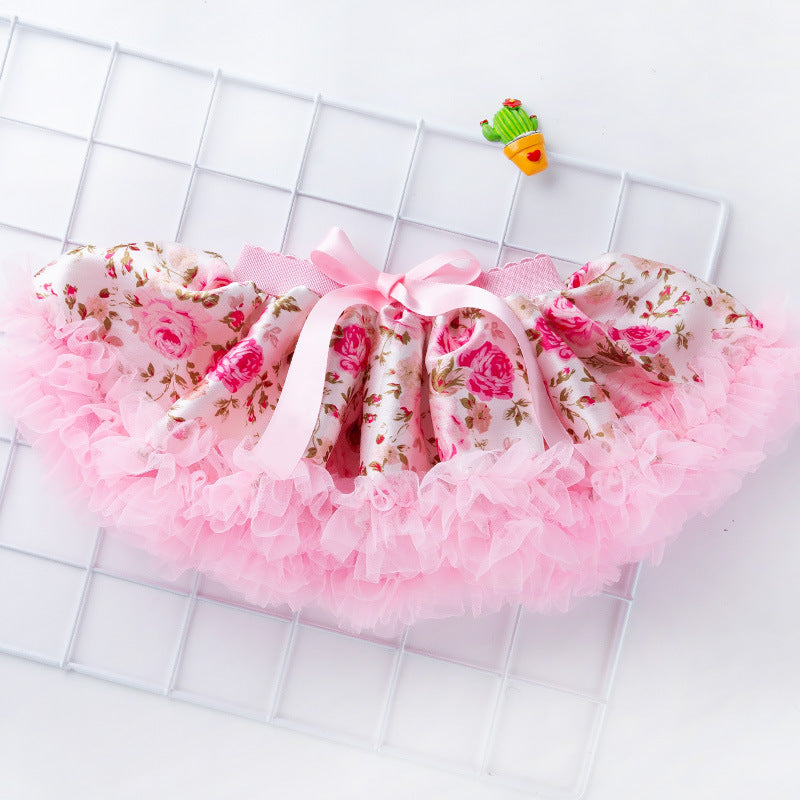 Baby Girl First Birthday Tutu Floral Skirt+Headband+Shoes