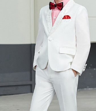Boys Wedding White Tuxedo Suit 3pc Set
