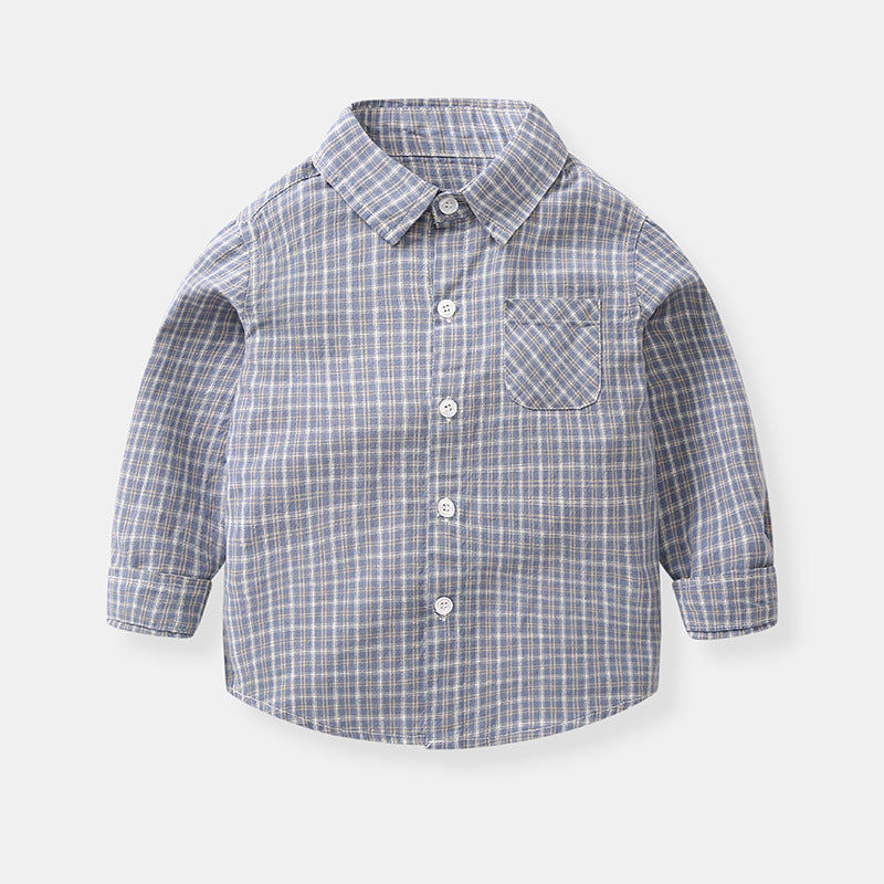 Boys Cotton Long Sleeve Grey Shirt