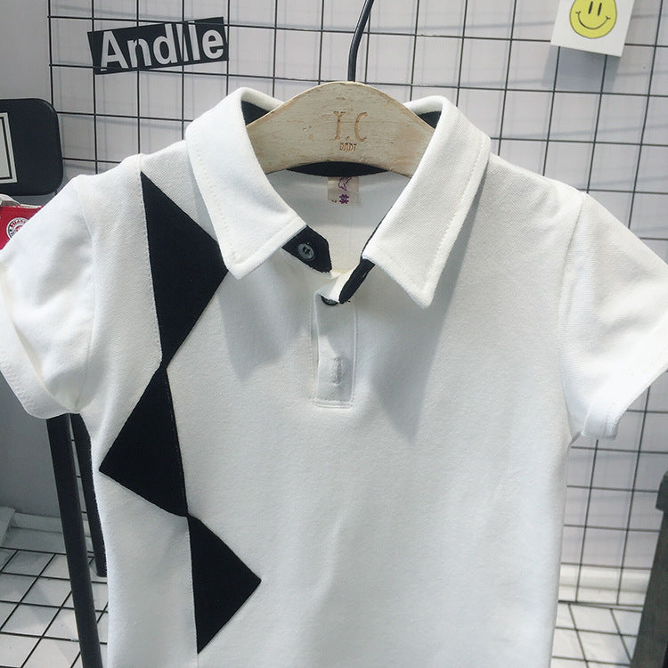 Boys 100% Cotton White Polo Black Shorts 2pcs Set