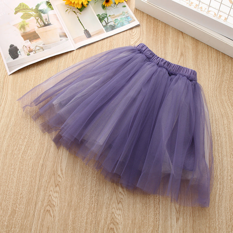 Girl White Top Purple Skirt 2pcs Set