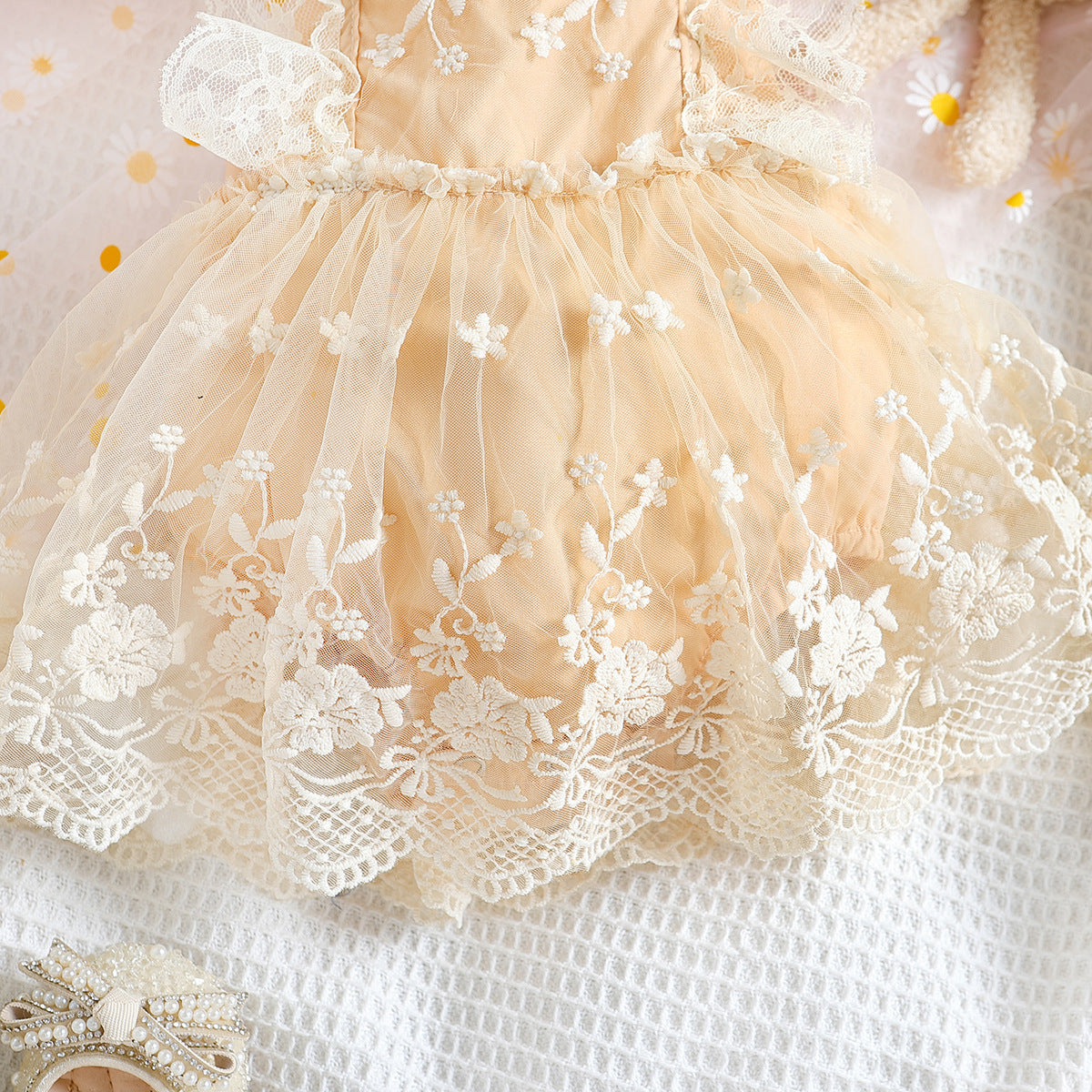 Baby Girl Romper Dress - Beige