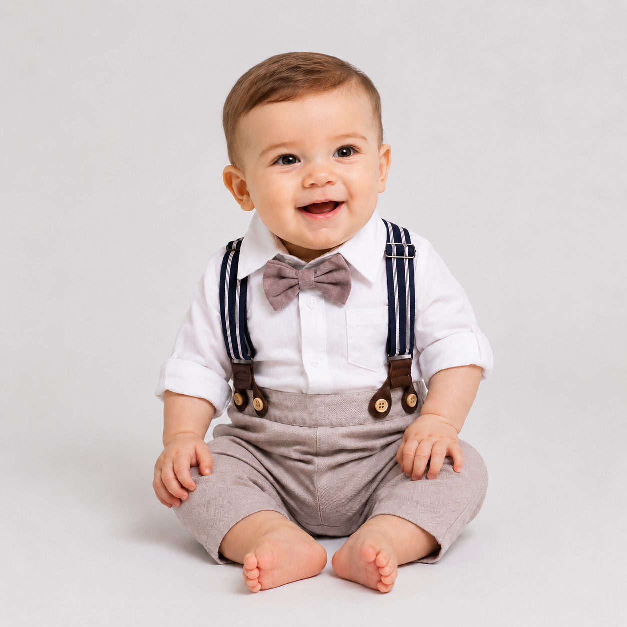 Baby Boy Baptism Outfit - Beige