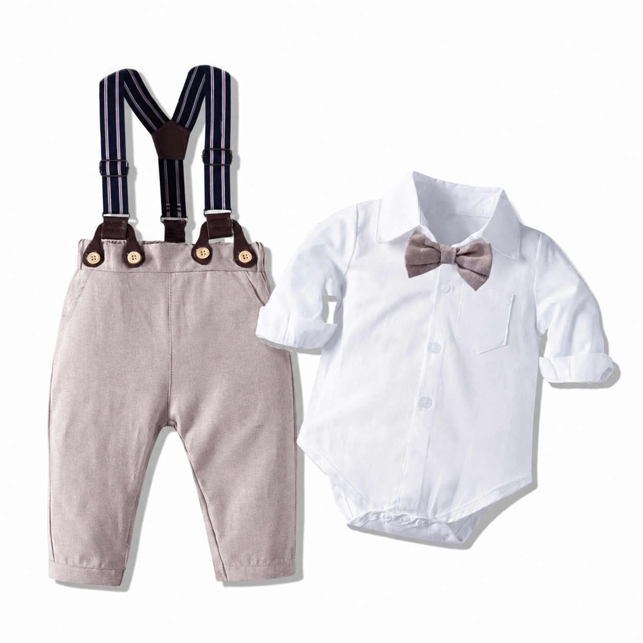 Baby Boy Baptism Outfit - Beige