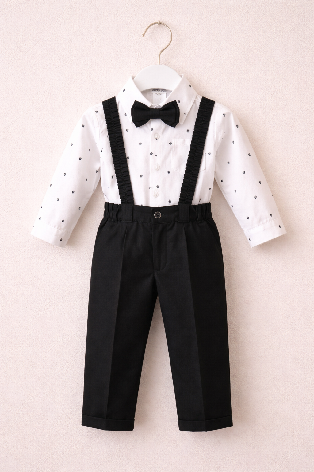 Baby Boy White Shirt Black Pants Set