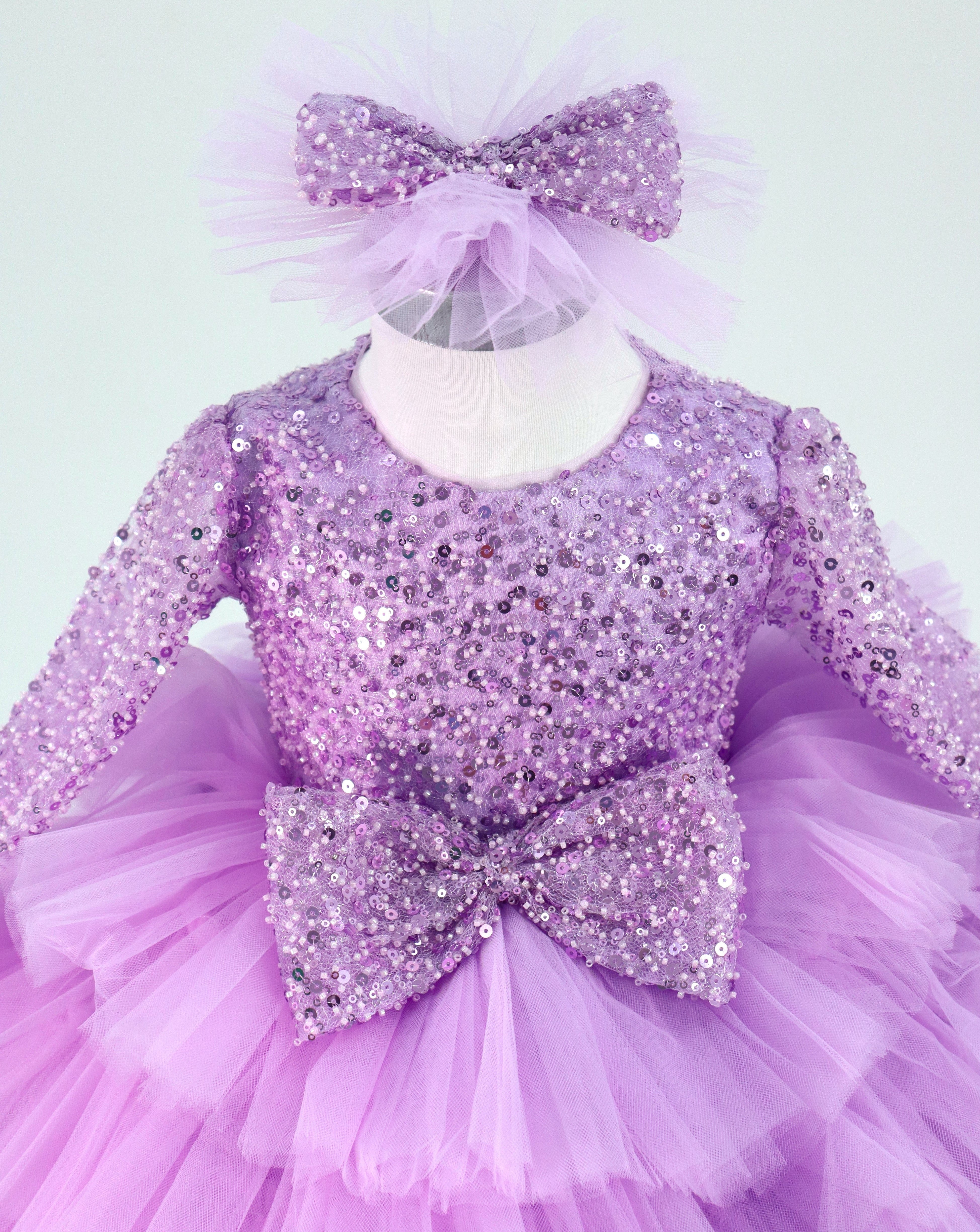 First Birthday Princess Dress For Baby Girl- Lilac