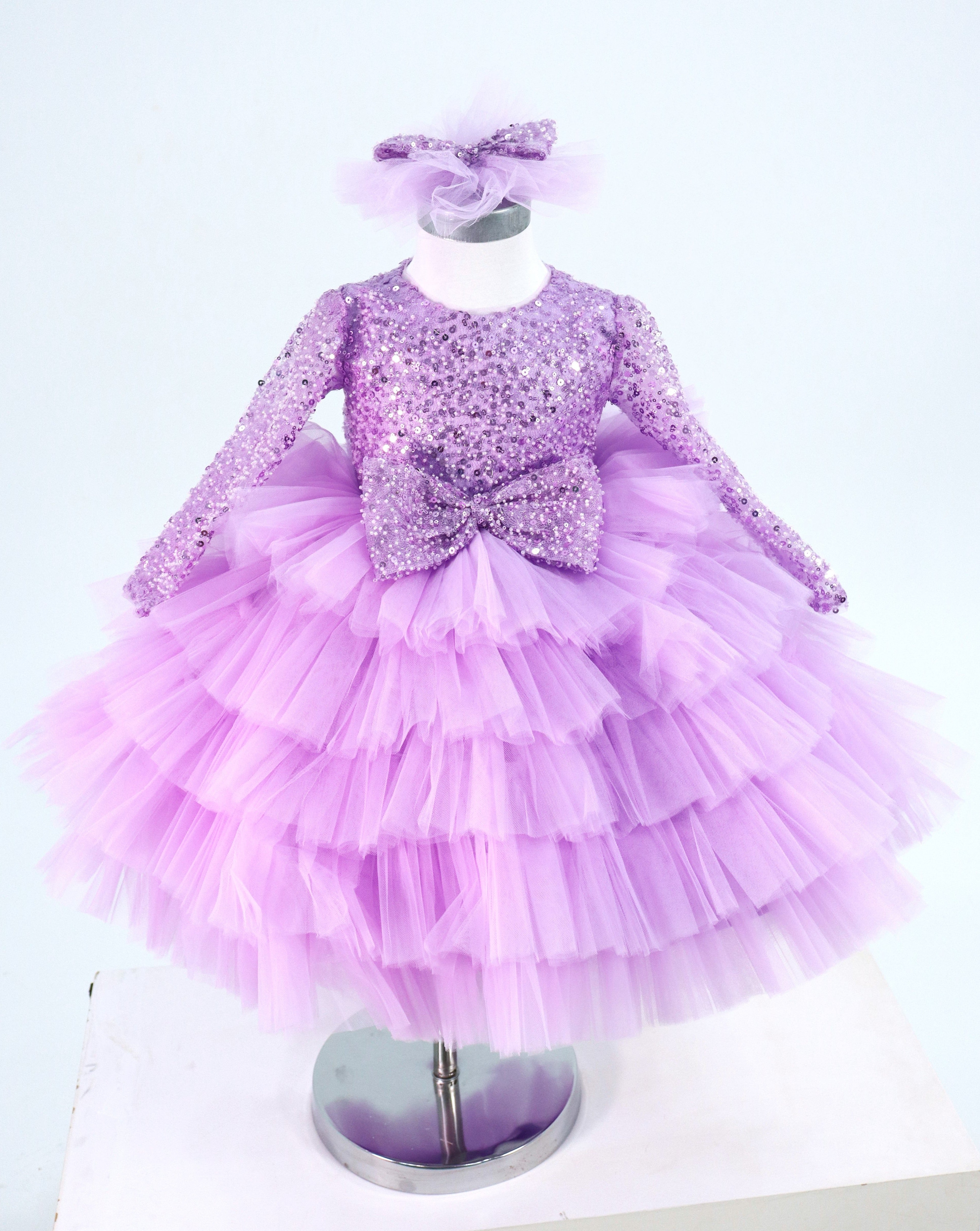 First Birthday Princess Dress For Baby Girl- Lilac