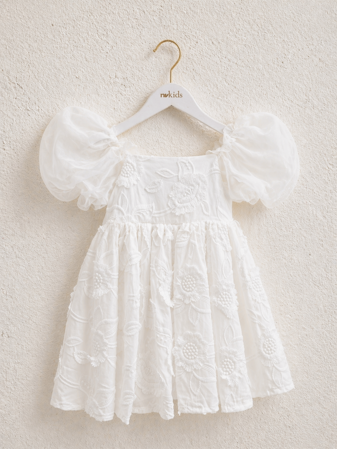 Baby Girl Puffy Sleeve Lace Romper Dress