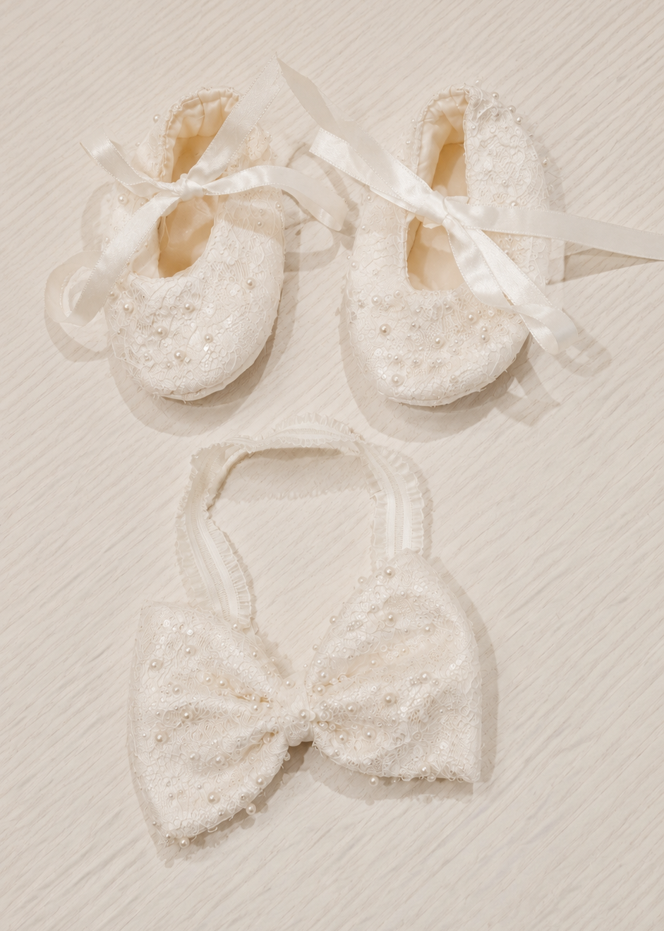 Baby Girl Baptism Dress - Beaded Lace With Mikado