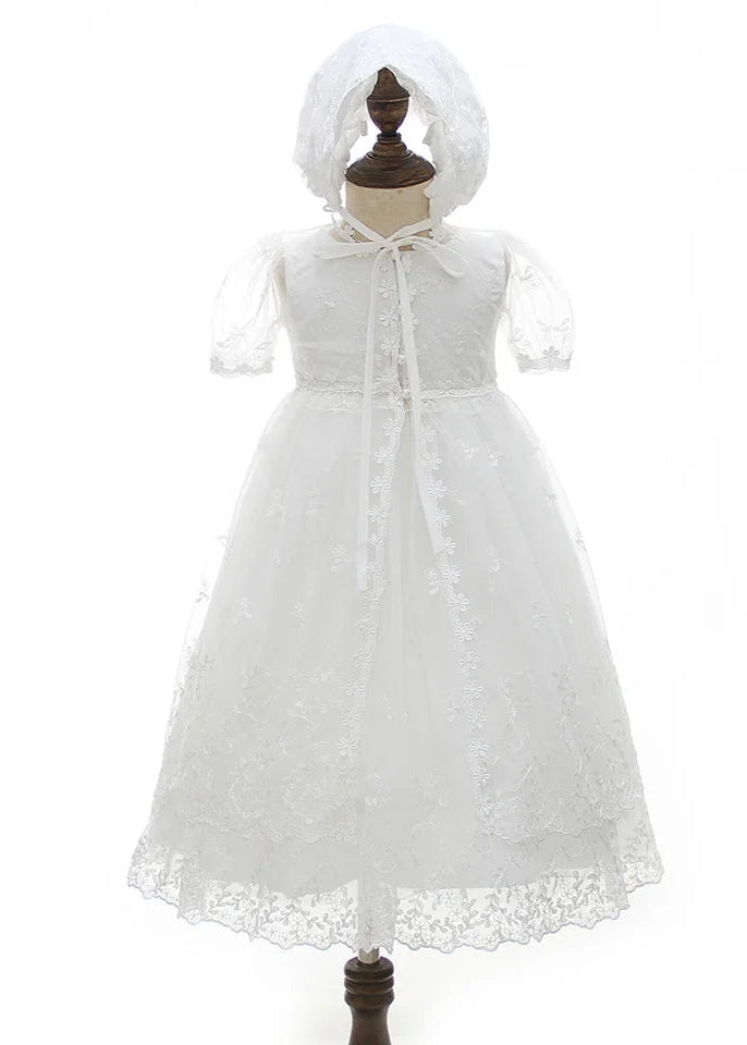 Baby Girl Christening Dress with Coat and Bonnet