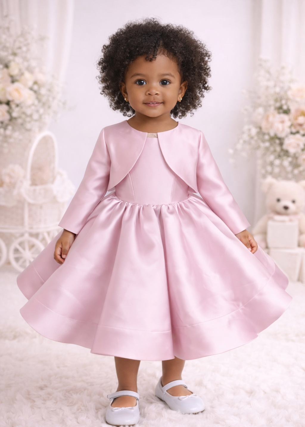 Baby Girl First Birthday Dress - Pink Dress With Jacket